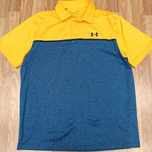 UNDER ARMOUR HEATGEAR POLO SHIRT POLY/SPANDEX GOLD, SEA GREEN & NAVY LARGE, L